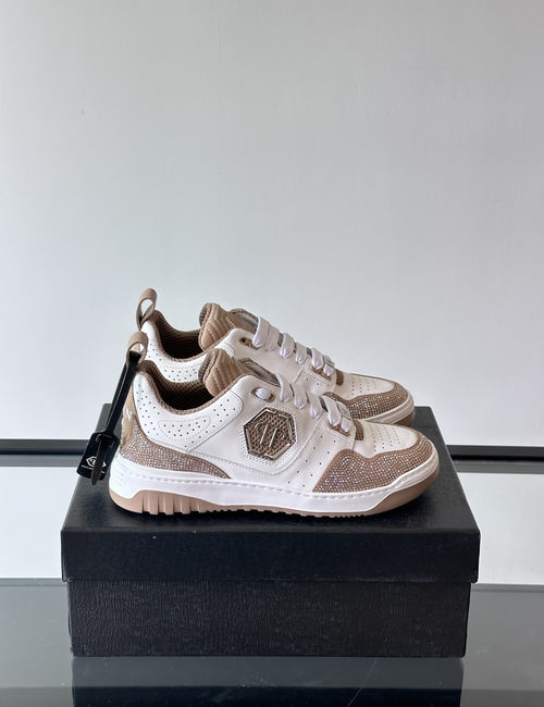 Philipp Plein Rhinestone Leather Low-top Casual Shoes