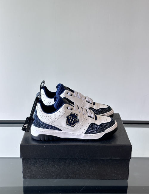 Philipp Plein Rhinestone Leather Low-top Casual Shoes