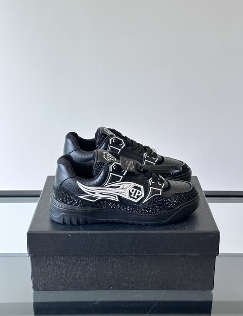 Philipp Plein Rhinestone Embellished Leather Low-top Sneakers