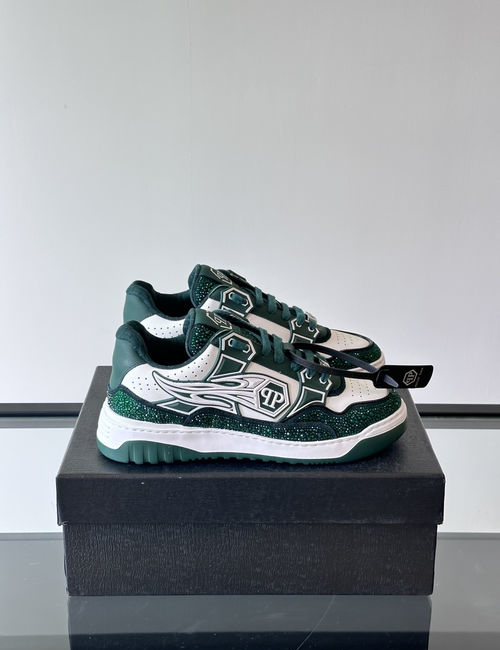 Philipp Plein Rhinestone Embellished Leather Low-top Sneakers