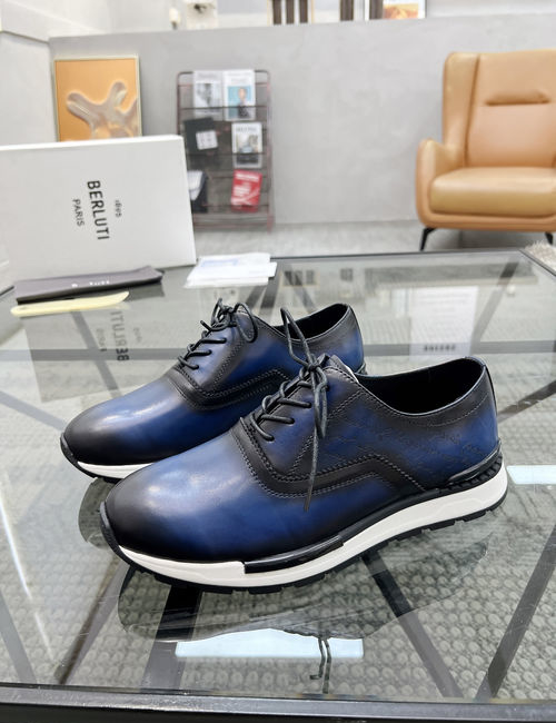 Berluti Stitched Leather Sneakers With Original Sole