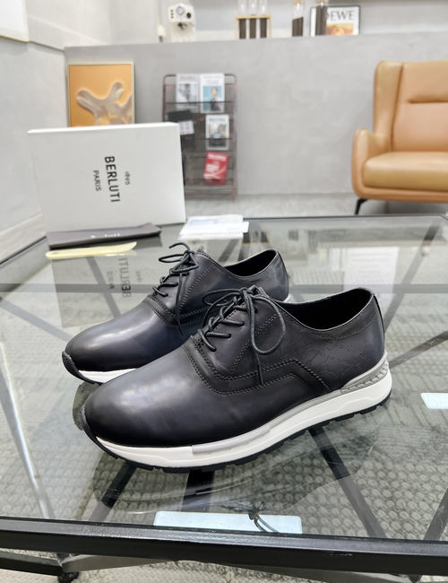 Berluti Stitched Leather Sneakers With Original Sole