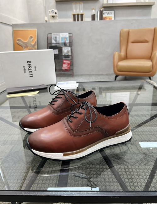 Berluti Stitched Leather Sneakers With Original Sole