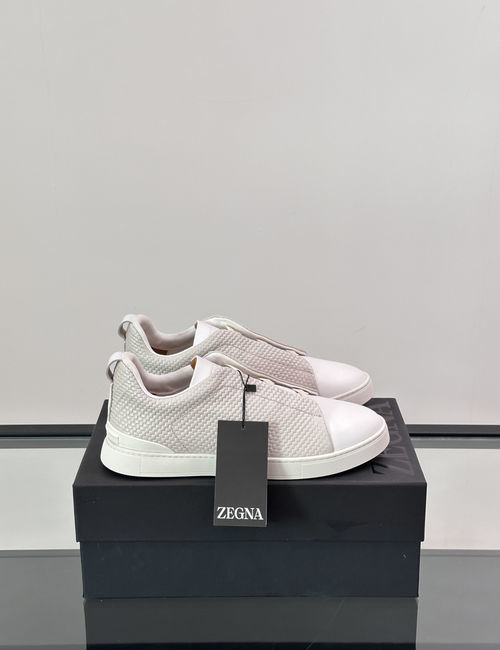 Zegna Low-top Leather Sneakers Non-slip Rubber Sole
