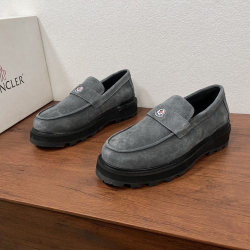 Moncler Leather Loafers With Patterned Rubber Sole