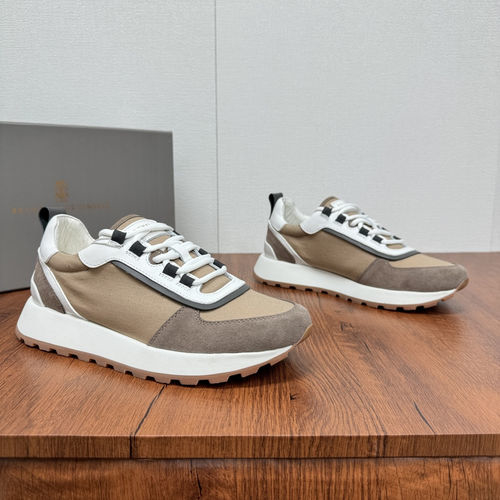 Brunello Cucinelli BC Color-block Suede Leather Sneakers White
