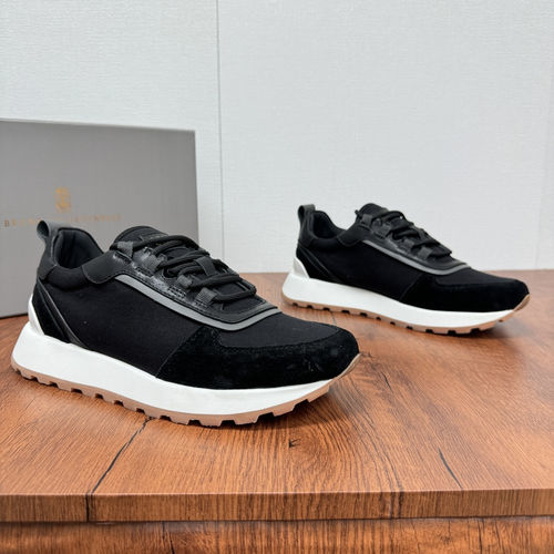 Brunello Cucinelli BC Color-block Suede Leather Sneakers White