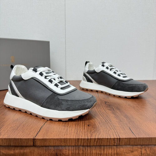 Brunello Cucinelli BC Color-block Suede Leather Sneakers White