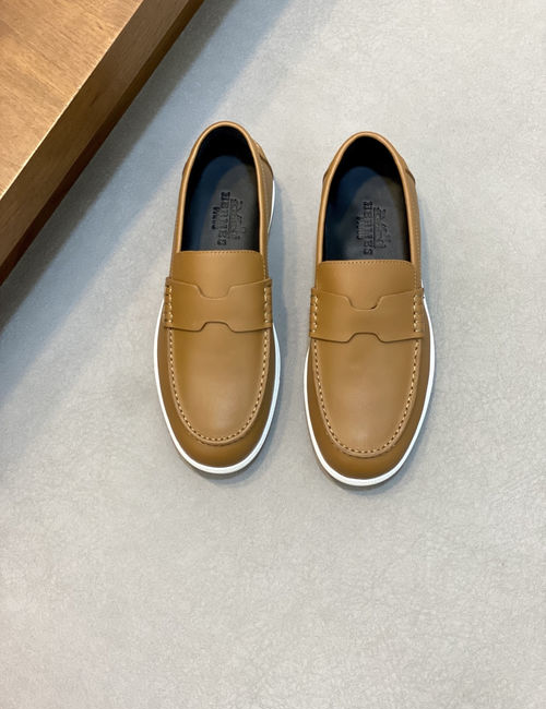 Hermes Stitched Leather Loafers With EVA Outsole
