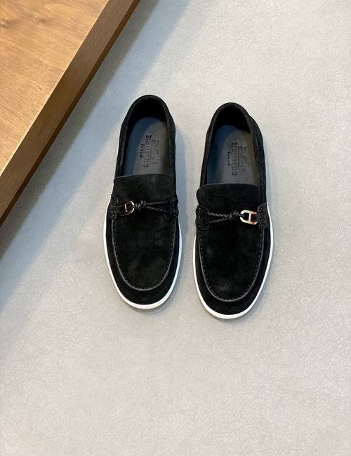 Hermes Stitched Leather Loafers With EVA Outsole