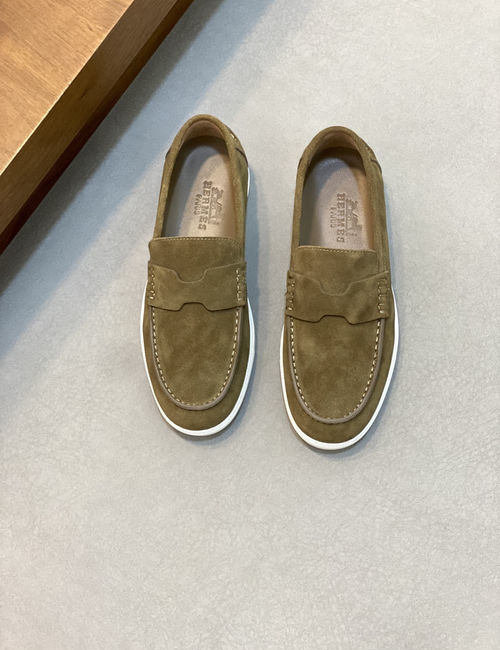 Hermes Stitched Leather Loafers With EVA Outsole