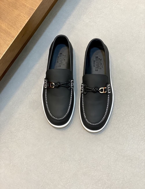 Hermes Stitched Leather Loafers With EVA Outsole