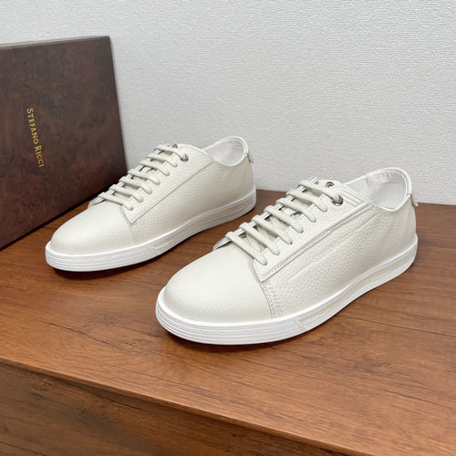 Stefano Ricci Grain Leather Sneakers White
