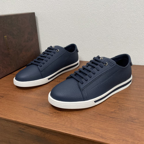 Stefano Ricci Grain Leather Casual Sneakers Blue