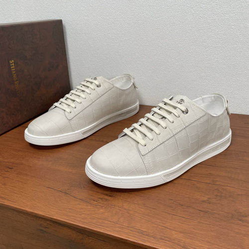 Stefano Ricci Crocodile Embossed Leather Sneakers Grey