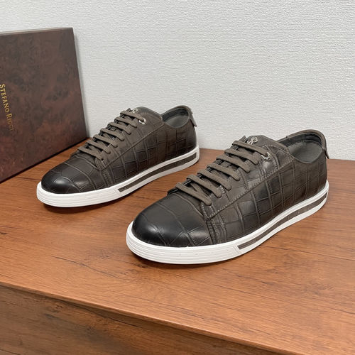 Stefano Ricci Crocodile Embossed Leather Sneakers Brown