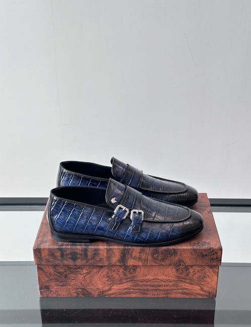 Stefano Ricci Premium Crocodile Pattern Casual Leather Shoes
