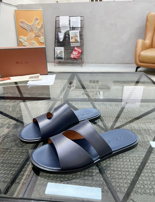Loro Piana LP Slippers Cowhide Upper Original Sole Comfortable