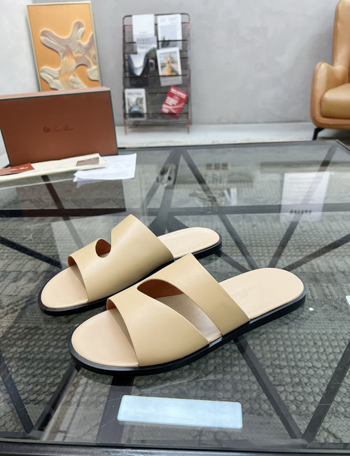 Loro Piana LP Slippers Cowhide Upper Original Sole Comfortable