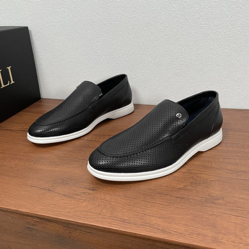 Zilli Black Perforated Leather Loafers