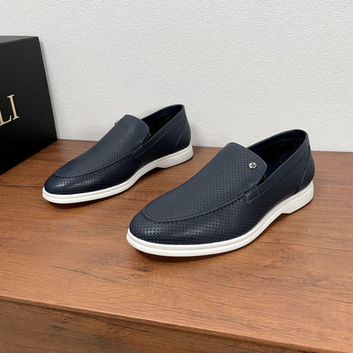Zilli Blue Perforated Leather Loafers