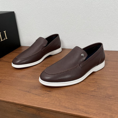 Zilli Brown Perforated Leather Loafers