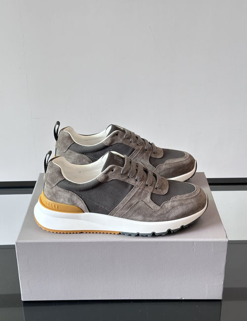 Brunello Cucinelli BC Suede Leather Color-block Sneakers With TPU Sole