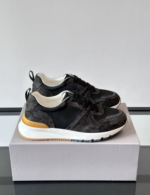 Brunello Cucinelli BC Suede Leather Color-block Sneakers With TPU Sole