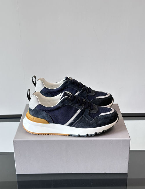Brunello Cucinelli BC Suede Leather Color-block Sneakers With TPU Sole