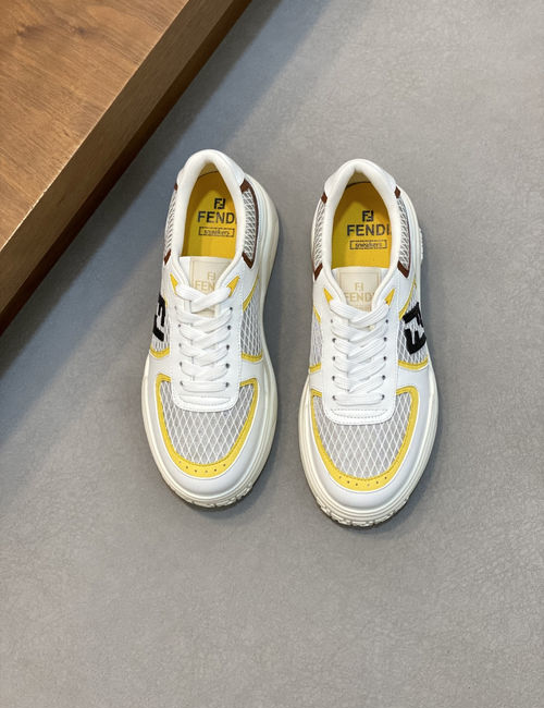 Fendi Leather Mesh Upper Casual Sneakers