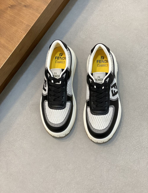 Fendi Leather Mesh Upper Casual Sneakers