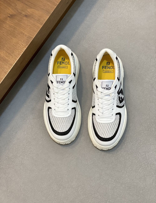 Fendi Leather Mesh Upper Casual Sneakers