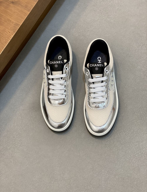Chanel Color-block Mesh Sneakers Reflective Trim Breathable Lining