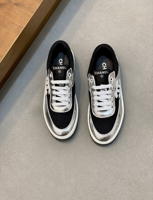 Chanel Color-block Mesh Sneakers Reflective Trim Breathable Lining