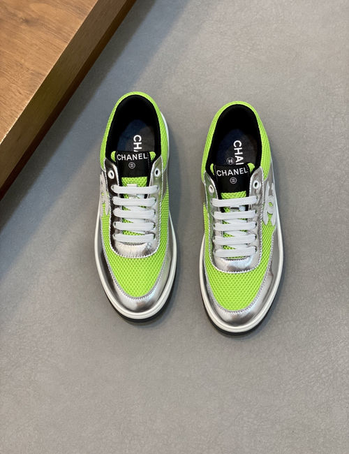 Chanel Color-block Mesh Sneakers Reflective Trim Breathable Lining
