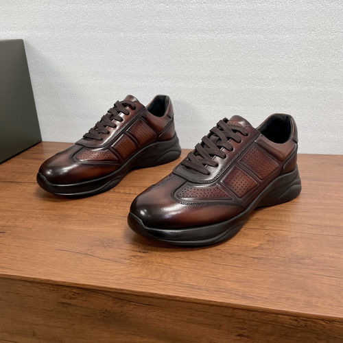 Berluti Patina Perforated Leather Casual Sneakers Brown