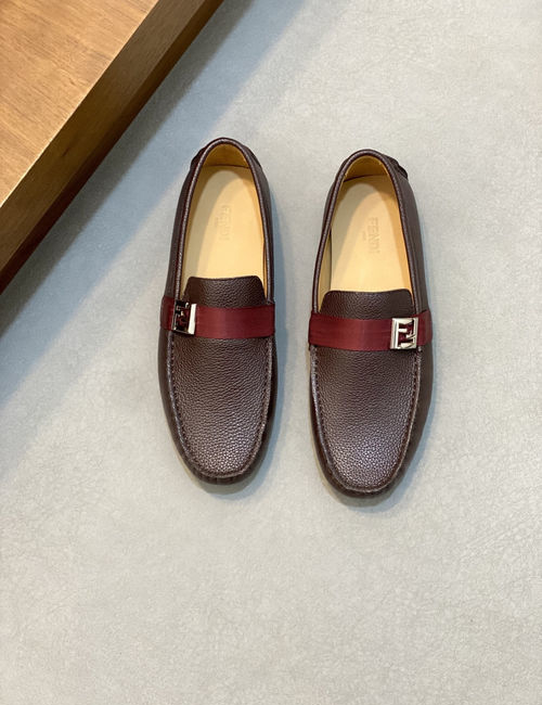 Fendi Handmade Leather Comfortable Loafers
