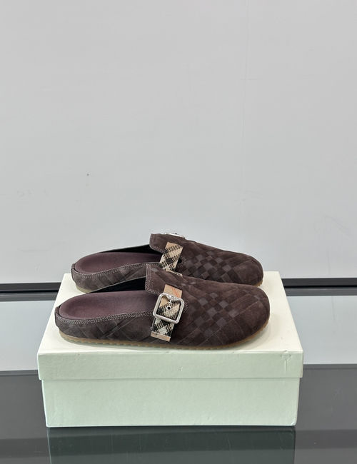 Burberry Plaid Suede Slip On Casual Shoes