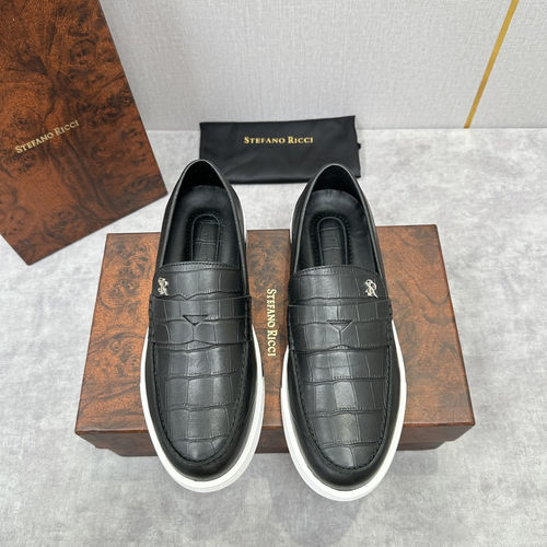 Stefano Ricci Croc-Embossed Leather Loafer Sneakers