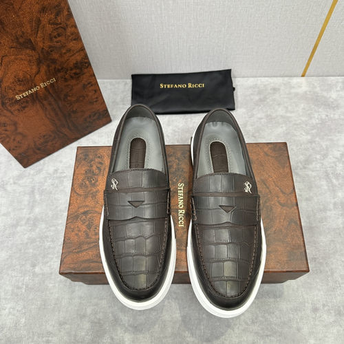 Stefano Ricci Croc-Embossed Leather Loafer Sneakers
