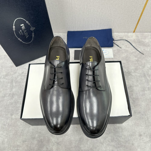 Prada Polished Leather Lace-Up Oxford Shoes