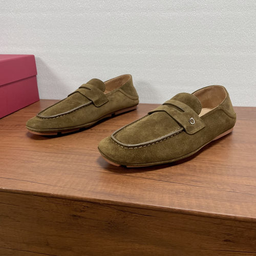 Ferragamo Hug Buckle Loafers Brown Green