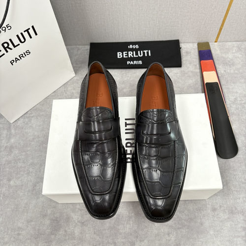 Berluti Loafers Croc-Embossed Leather Handcrafted Shoes
