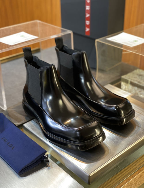 Prada Square Toe Chelsea Ankle Boots