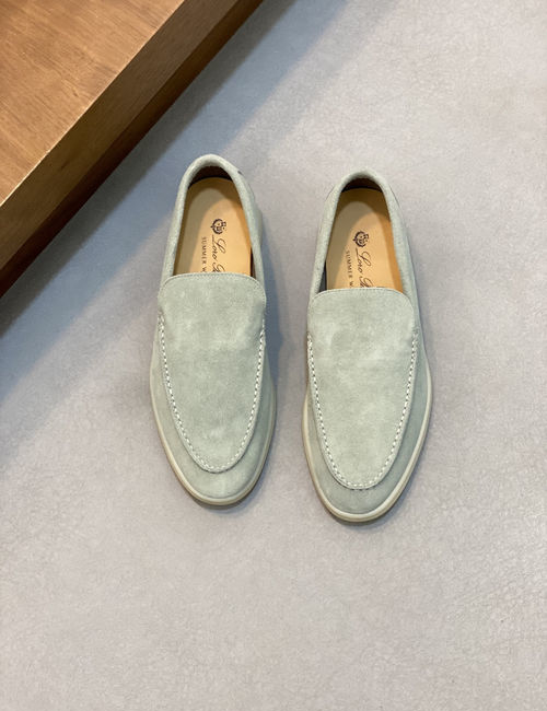 Loro Piana LP Couple Suede Leather Slip-on Loafers