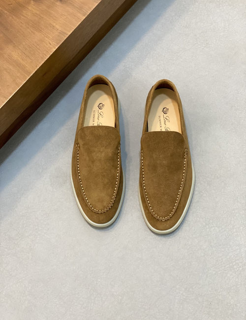 Loro Piana LP Couple Suede Leather Slip-on Loafers