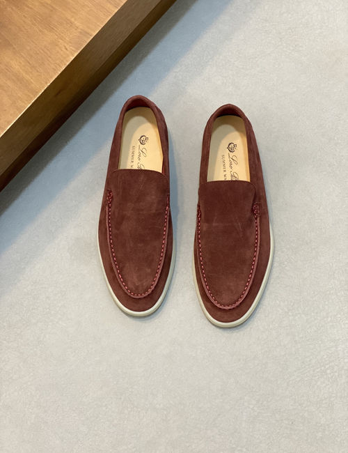 Loro Piana LP Couple Suede Leather Slip-on Loafers
