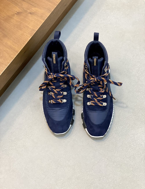 Hermes Suede Canvas High-top Casual Shoes