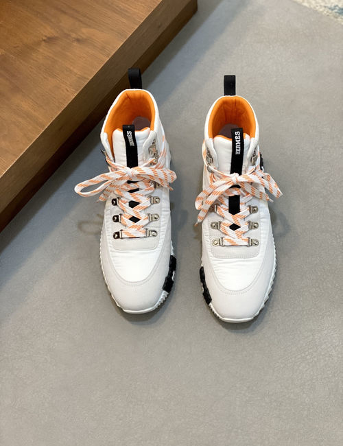 Hermes Suede Canvas High-top Casual Shoes