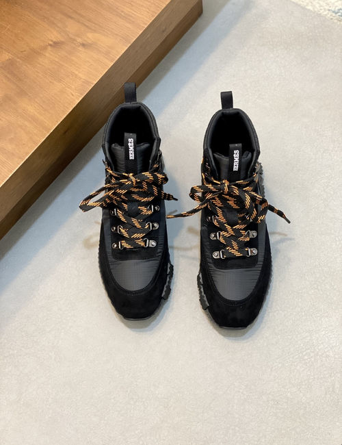 Hermes Suede Canvas High-top Casual Shoes